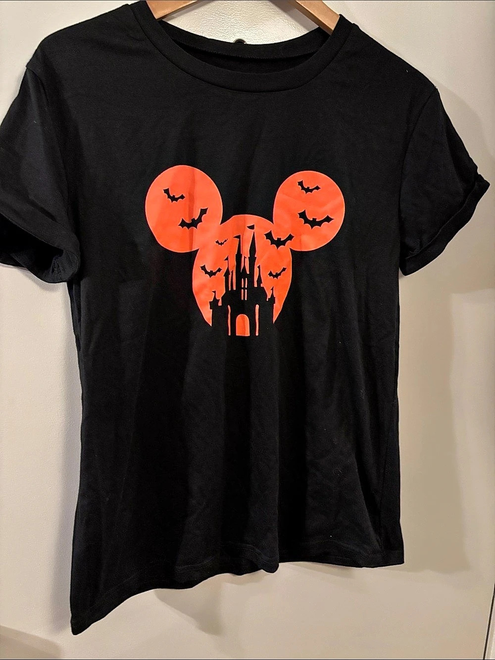 Disney Mickey Halloween Graphic Tee Black & Orange Medium
